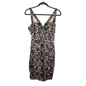 Jax Dress Size 8 Women's Lace Overlay Sleeveless Mini Floral Black Formal Dress